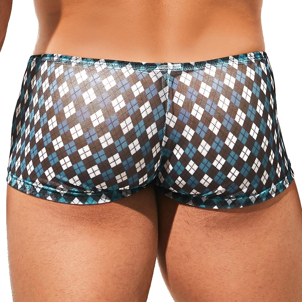 Intymen ING079 Rhombuses Trunk featuring a geometric rhombus pattern, soft fabric, and thick elastic waistband for men's underwear.